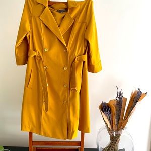 Sharagano short sleeve double breasted belt dress